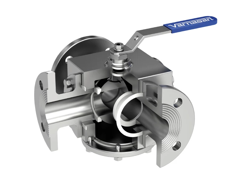 Flanged T Type 3 Way Stainless Steel Ball Valve