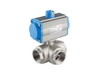 Pneumatic Actuated 3 Way Ball Valve gallery image 1